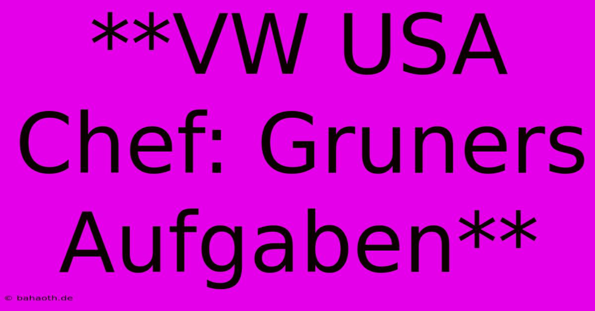 **VW USA Chef: Gruners Aufgaben**