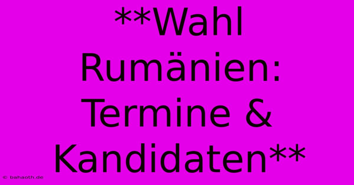 **Wahl Rumänien: Termine & Kandidaten**