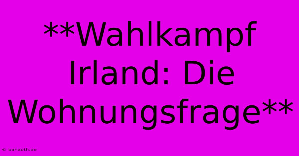 **Wahlkampf Irland: Die Wohnungsfrage**