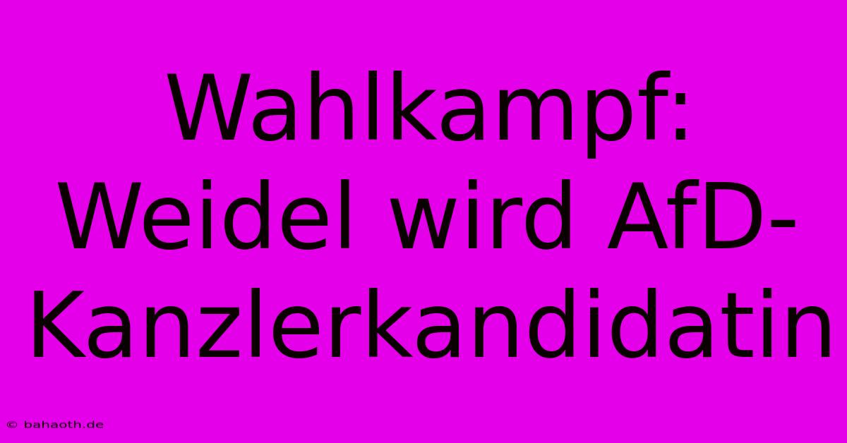 Wahlkampf: Weidel Wird AfD-Kanzlerkandidatin