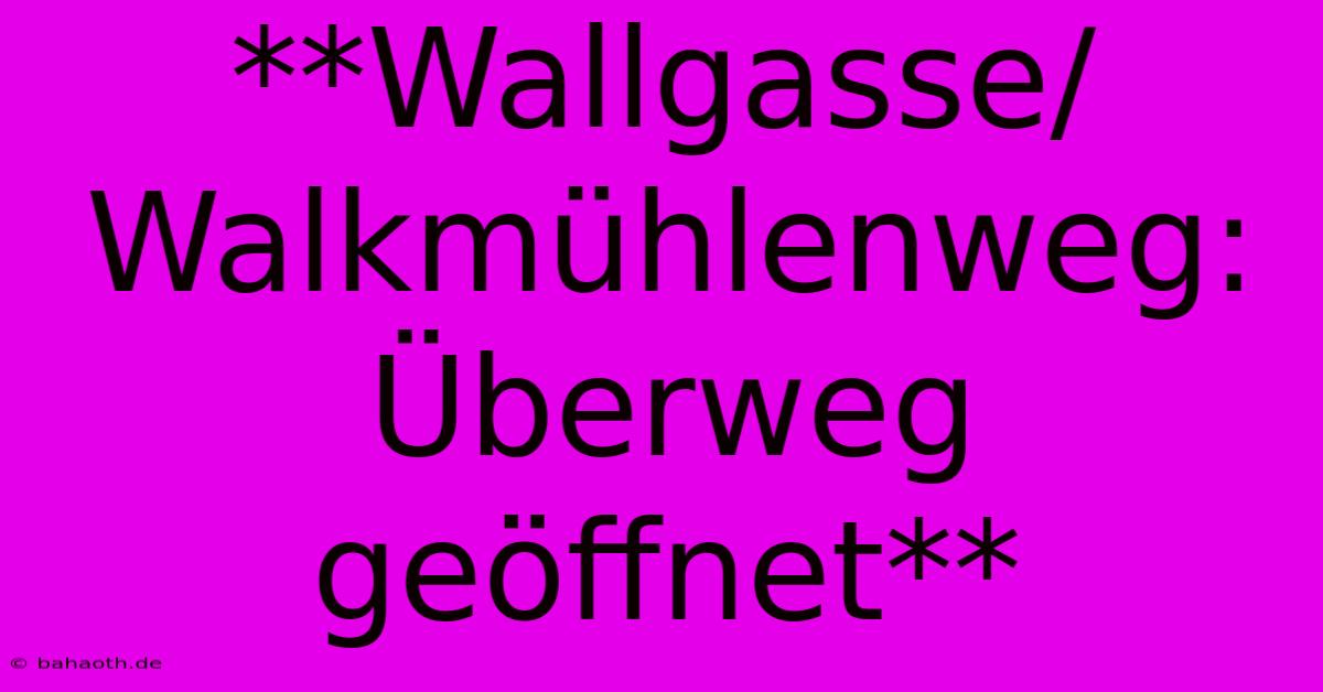 **Wallgasse/Walkmühlenweg: Überweg Geöffnet**