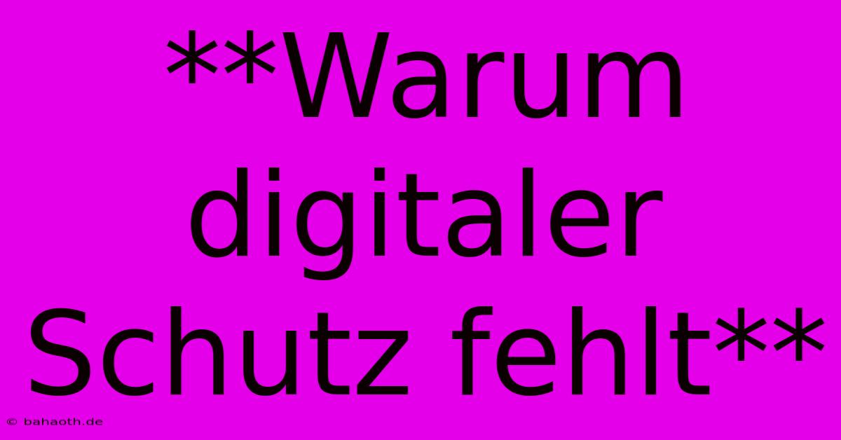 **Warum Digitaler Schutz Fehlt**