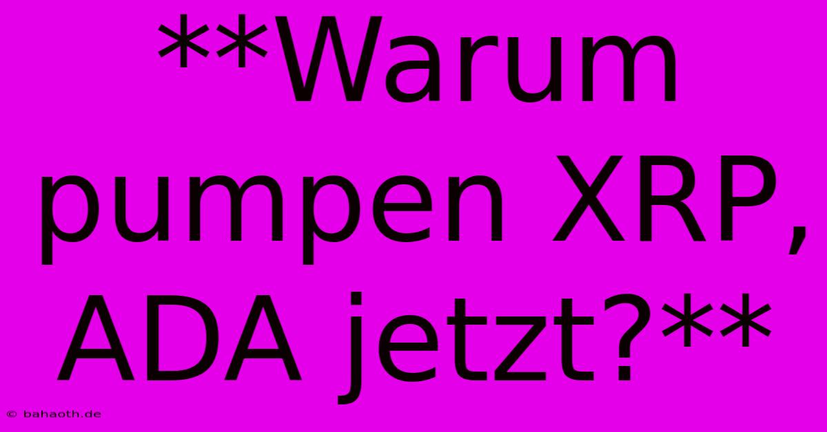 **Warum Pumpen XRP, ADA Jetzt?**