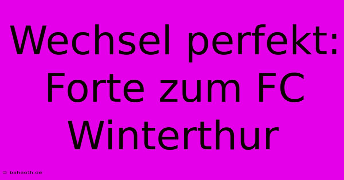 Wechsel Perfekt: Forte Zum FC Winterthur