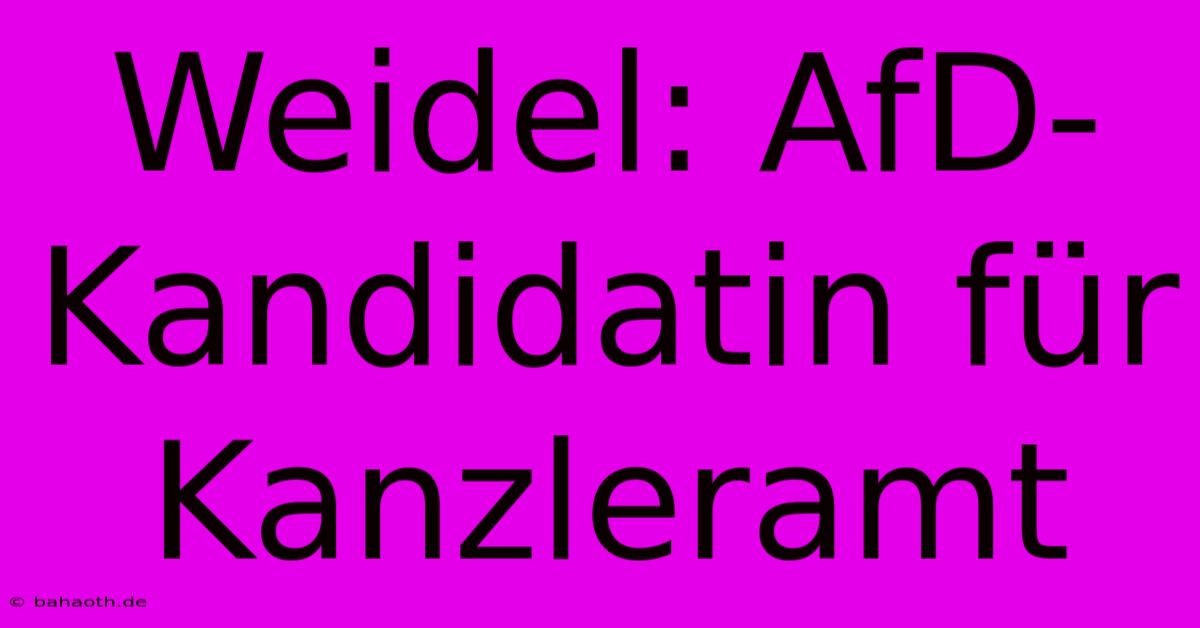 Weidel: AfD-Kandidatin Für Kanzleramt