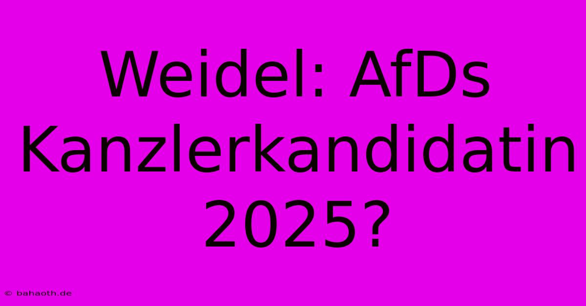 Weidel: AfDs Kanzlerkandidatin 2025?