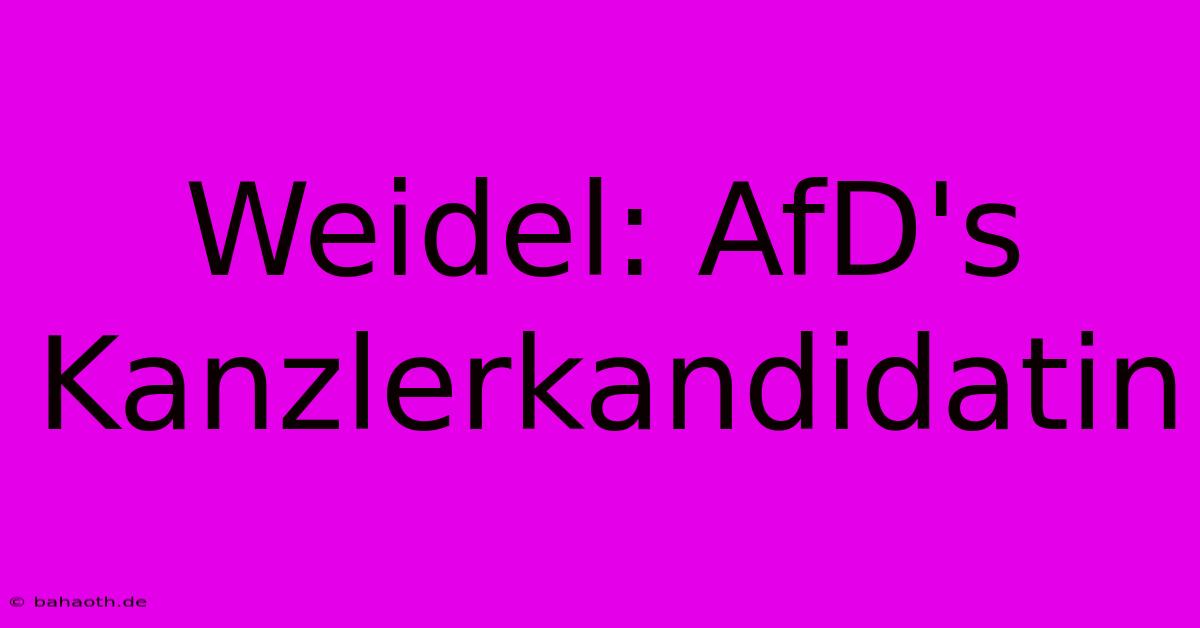 Weidel: AfD's Kanzlerkandidatin