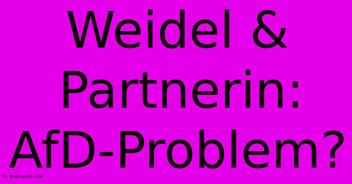 Weidel & Partnerin: AfD-Problem?