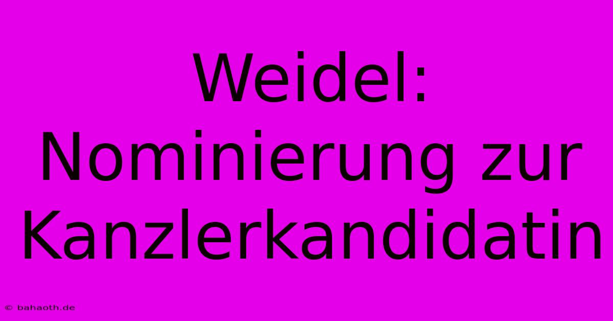 Weidel: Nominierung Zur Kanzlerkandidatin