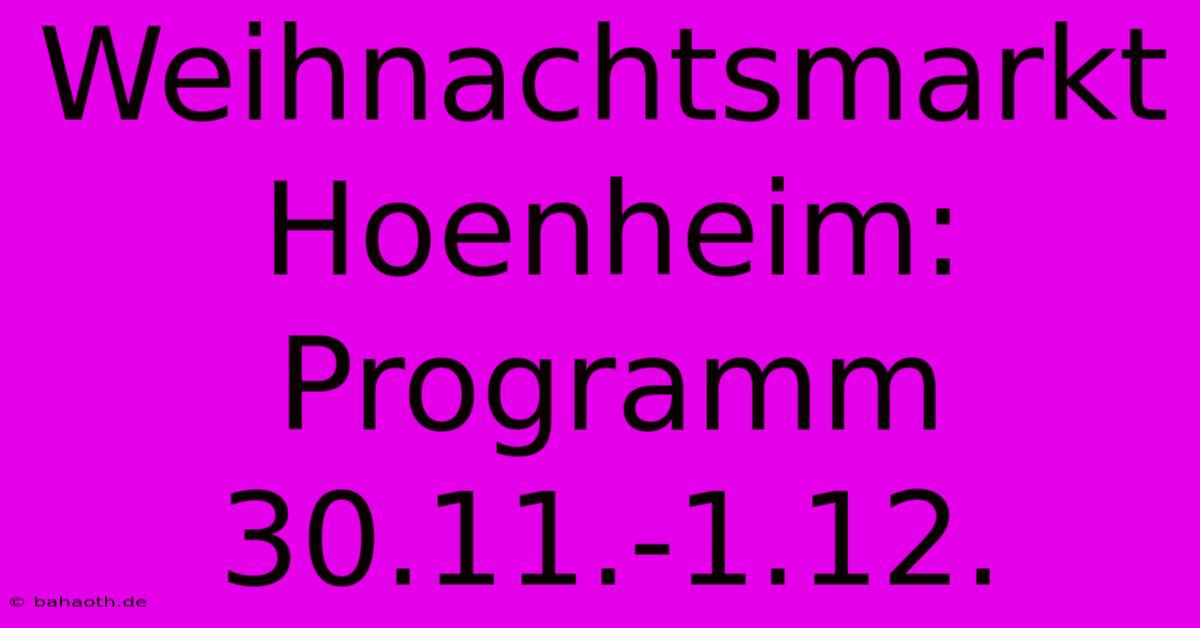 Weihnachtsmarkt Hoenheim: Programm 30.11.-1.12.