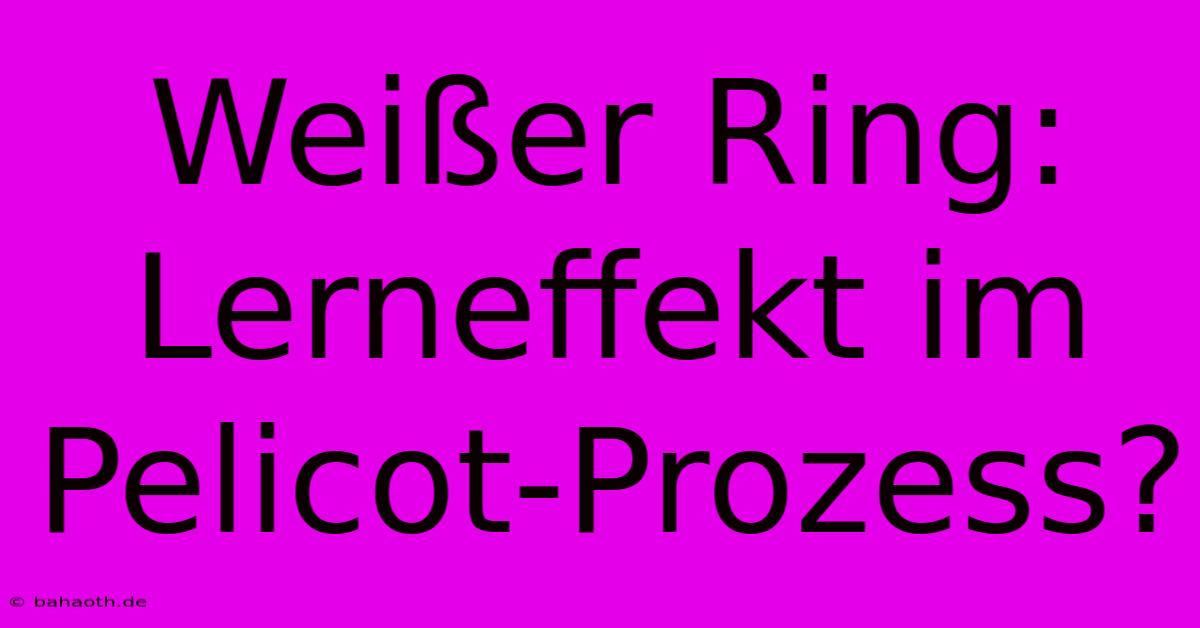 Weißer Ring:  Lerneffekt Im Pelicot-Prozess?