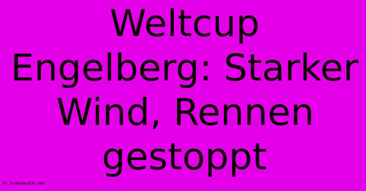 Weltcup Engelberg: Starker Wind, Rennen Gestoppt