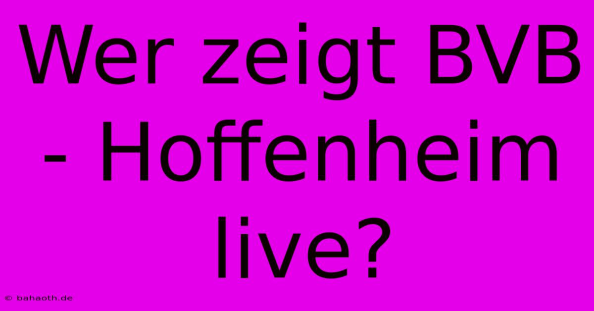 Wer Zeigt BVB - Hoffenheim Live?