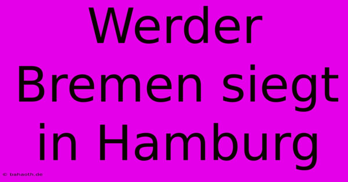 Werder Bremen Siegt In Hamburg