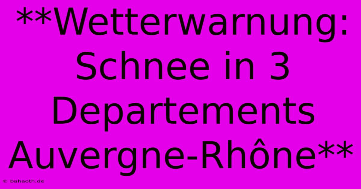 **Wetterwarnung: Schnee In 3 Departements Auvergne-Rhône**