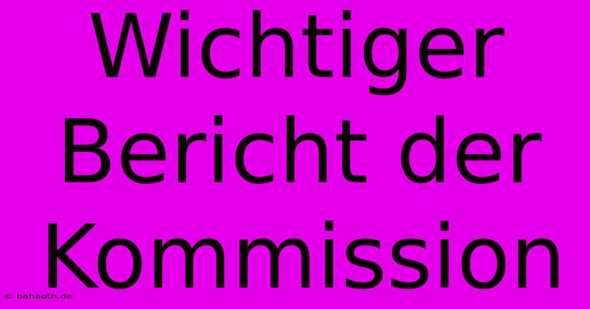 Wichtiger Bericht Der Kommission