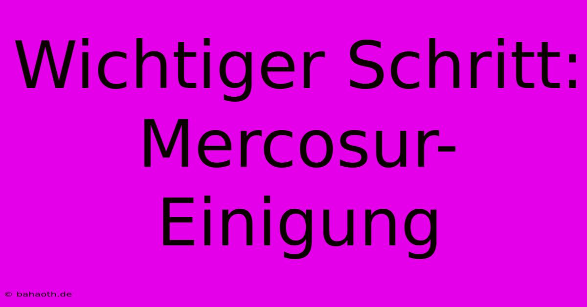 Wichtiger Schritt: Mercosur-Einigung