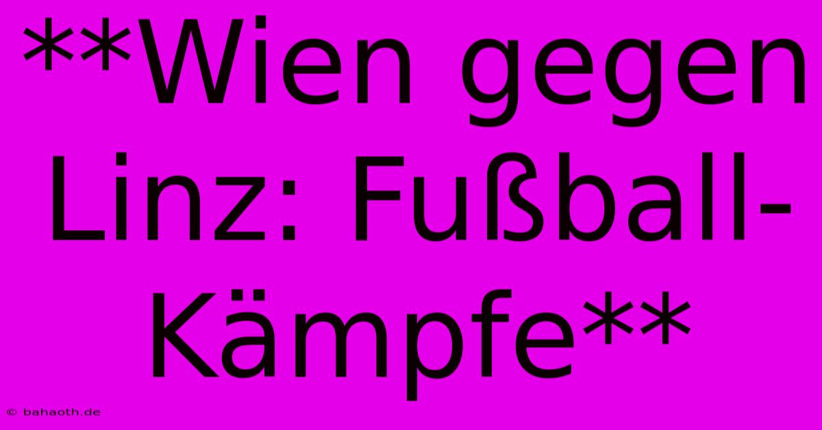 **Wien Gegen Linz: Fußball-Kämpfe**