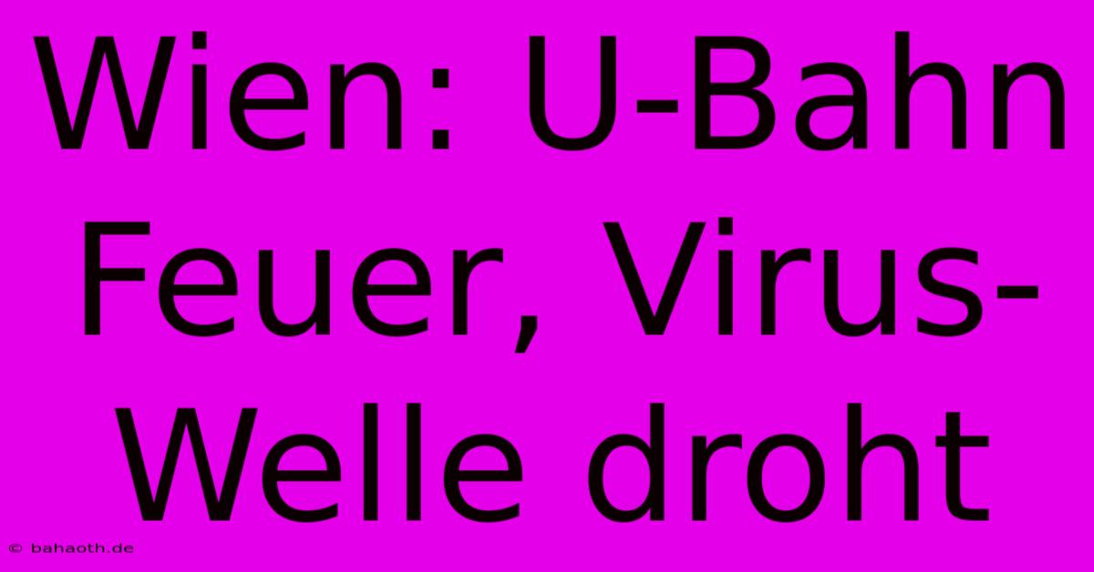 Wien: U-Bahn Feuer, Virus-Welle Droht