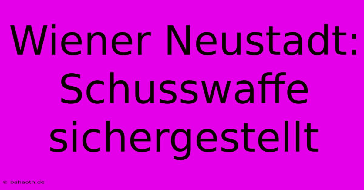 Wiener Neustadt: Schusswaffe Sichergestellt