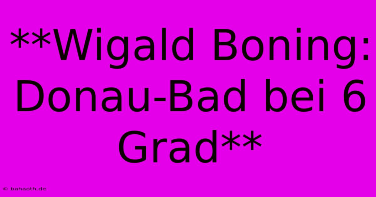 **Wigald Boning: Donau-Bad Bei 6 Grad**