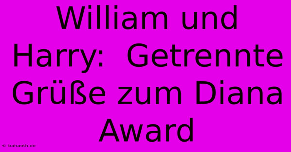 William Und Harry:  Getrennte Grüße Zum Diana Award