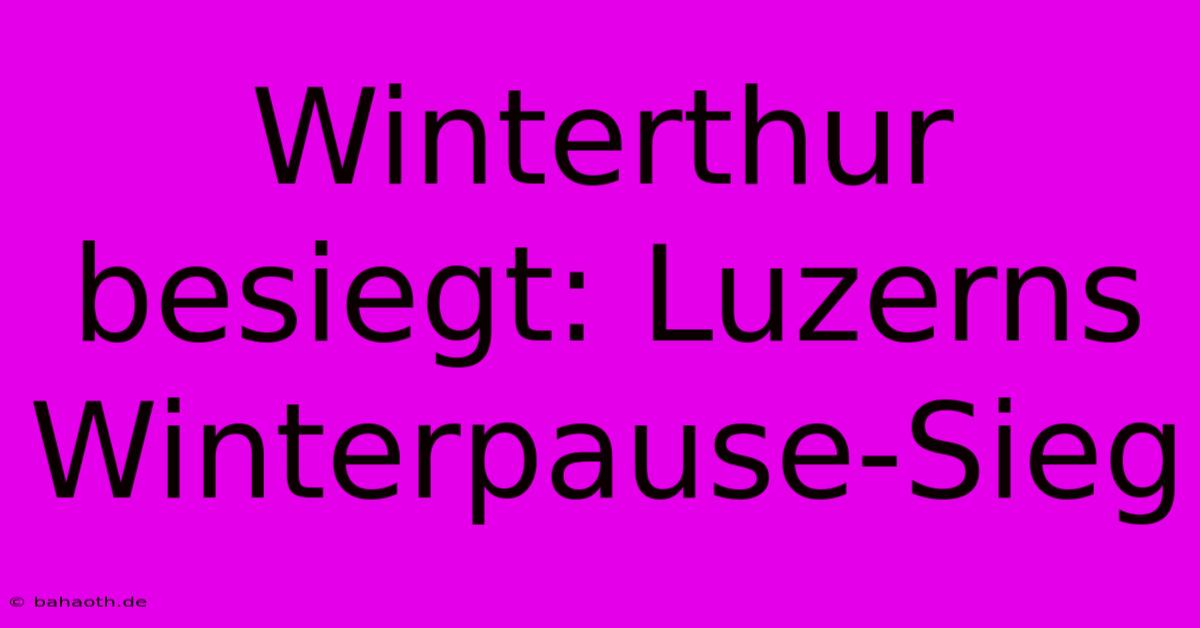 Winterthur Besiegt: Luzerns Winterpause-Sieg