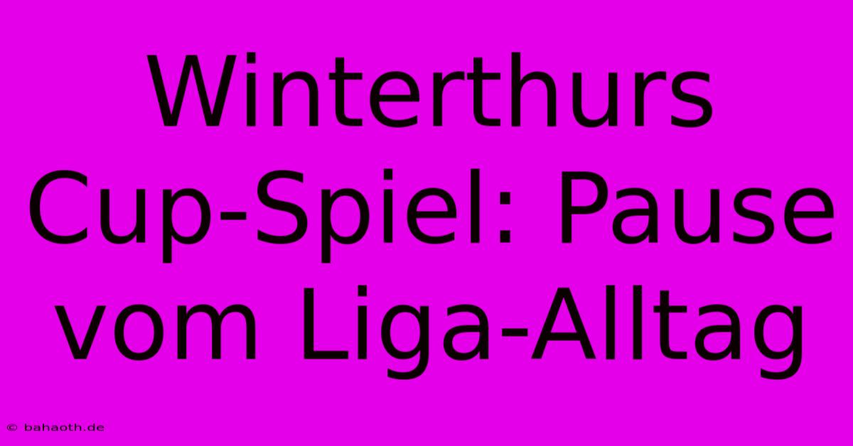 Winterthurs Cup-Spiel: Pause Vom Liga-Alltag