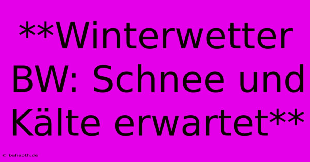 **Winterwetter BW: Schnee Und Kälte Erwartet**