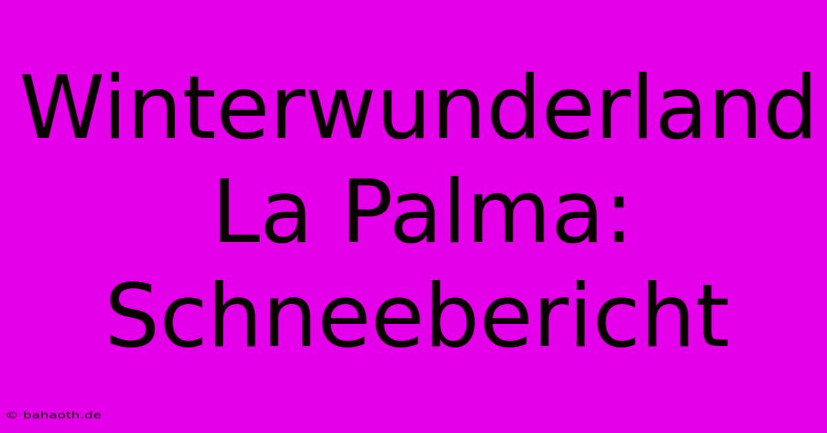 Winterwunderland La Palma: Schneebericht