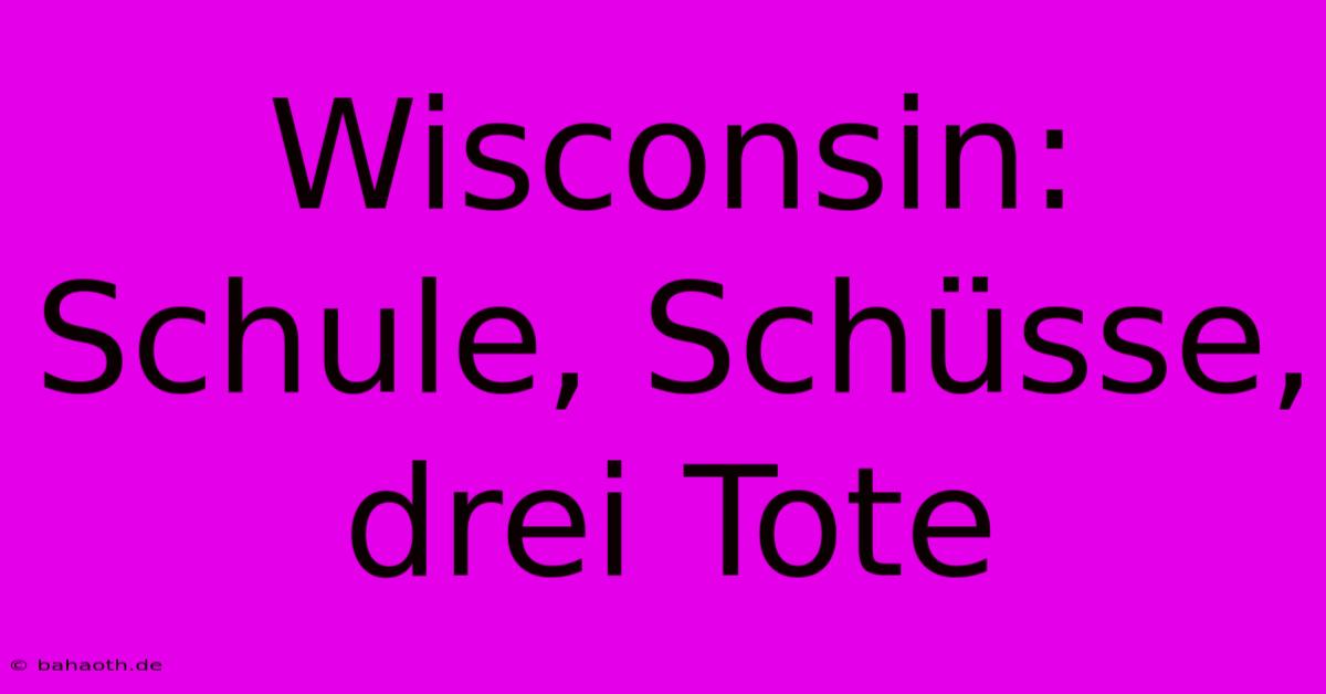 Wisconsin: Schule, Schüsse, Drei Tote