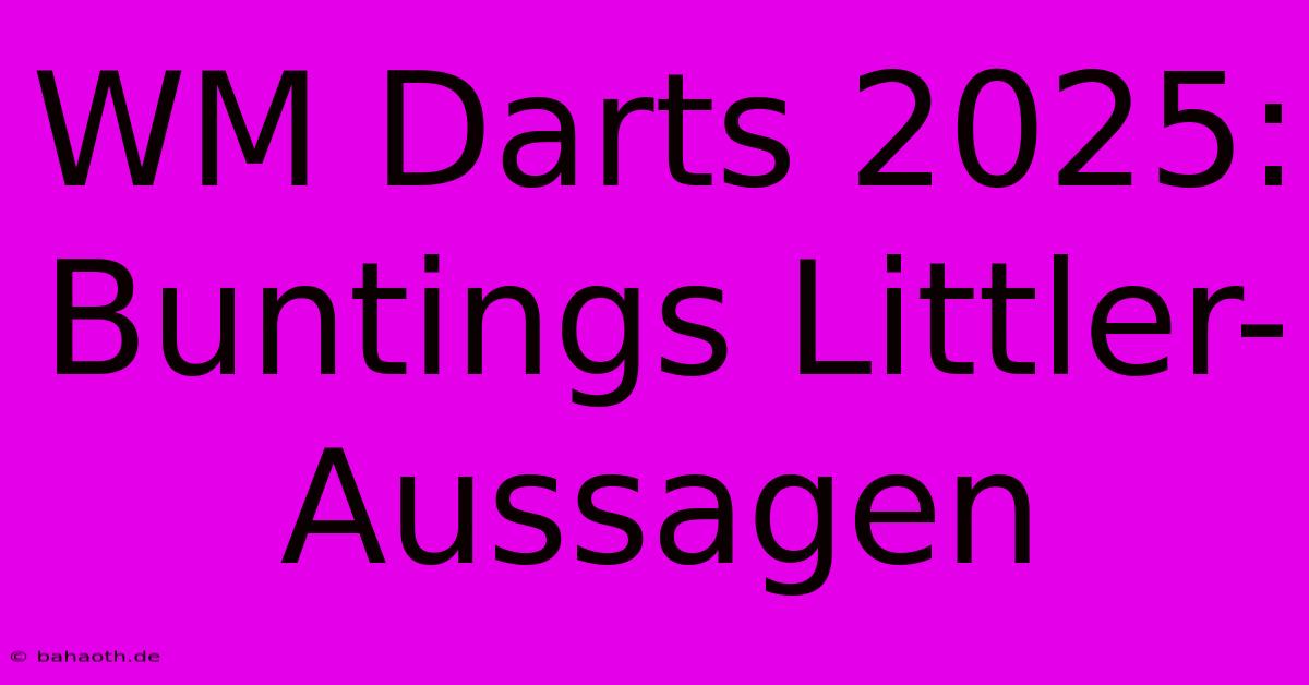 WM Darts 2025: Buntings Littler-Aussagen