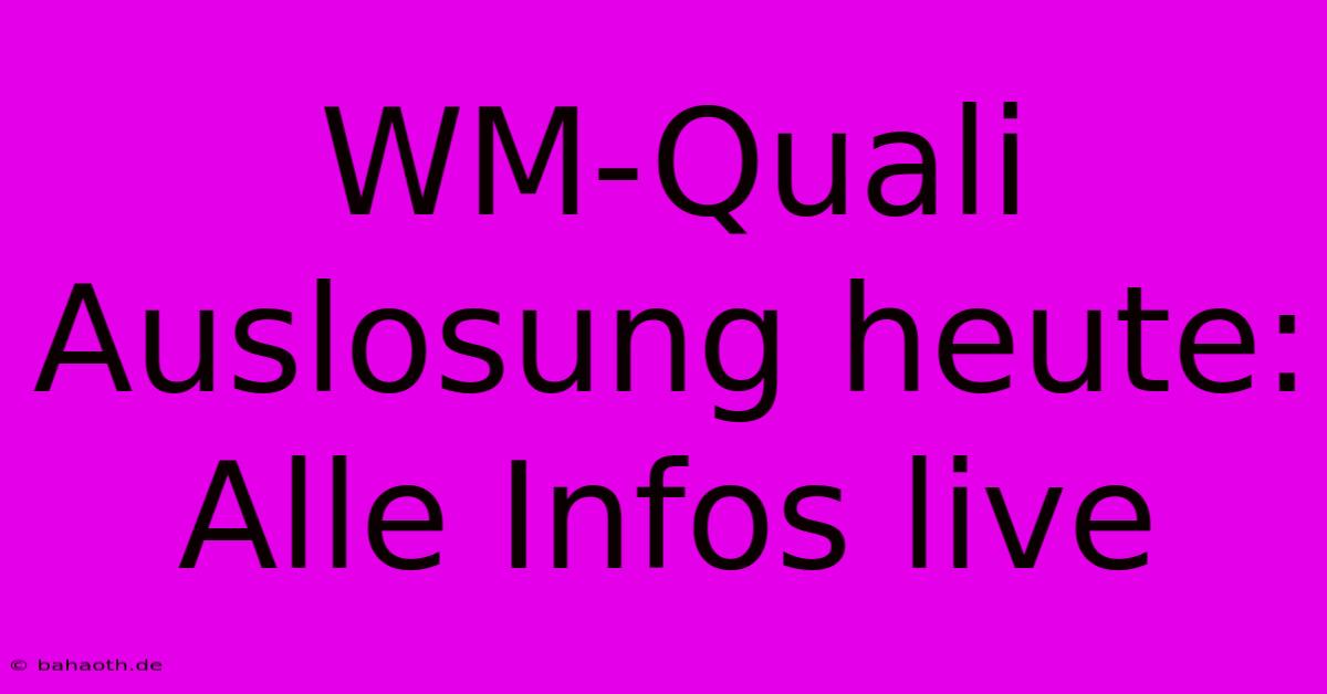 WM-Quali Auslosung Heute: Alle Infos Live