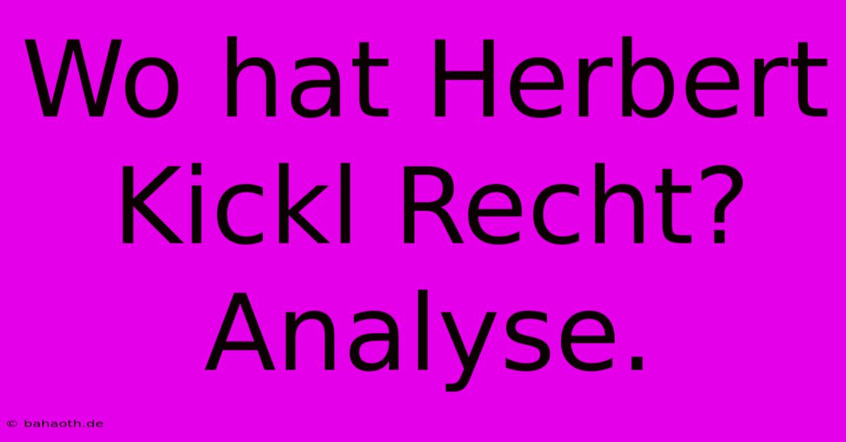 Wo Hat Herbert Kickl Recht?  Analyse.