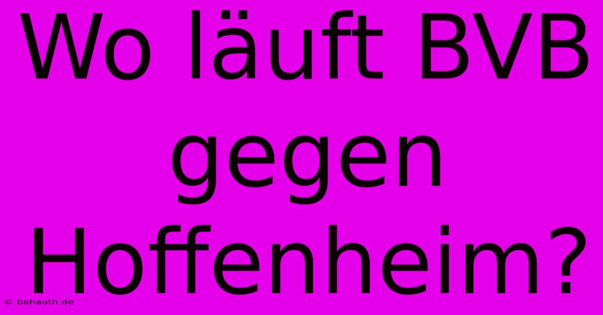 Wo Läuft BVB Gegen Hoffenheim?