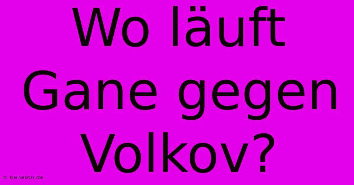 Wo Läuft Gane Gegen Volkov?