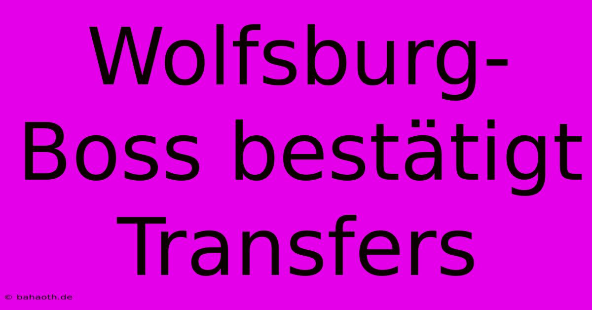 Wolfsburg-Boss Bestätigt Transfers