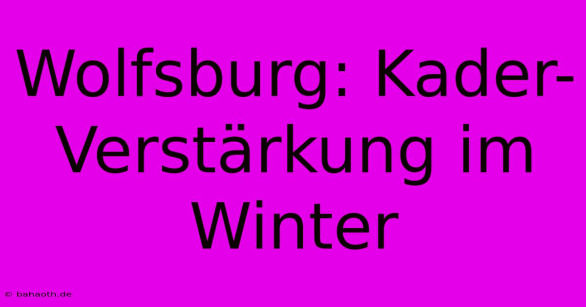 Wolfsburg: Kader-Verstärkung Im Winter