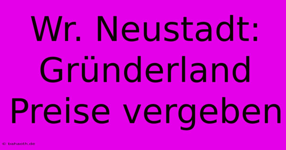 Wr. Neustadt: Gründerland Preise Vergeben