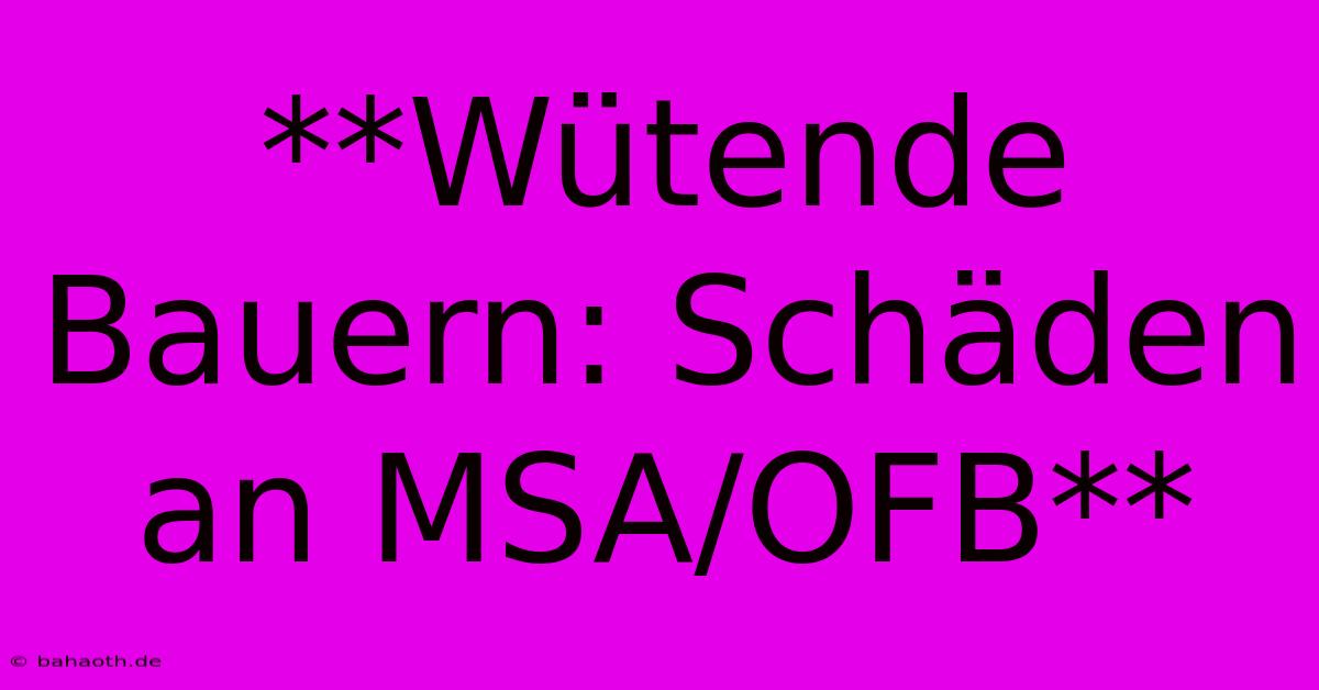 **Wütende Bauern: Schäden An MSA/OFB**