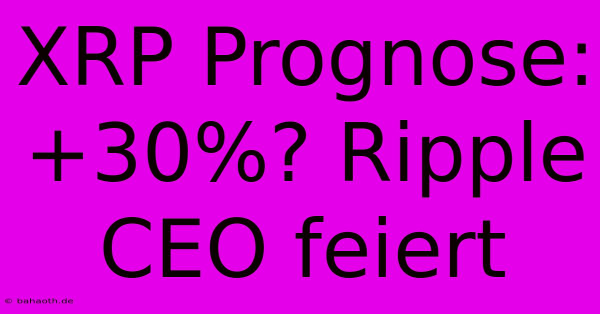 XRP Prognose: +30%? Ripple CEO Feiert