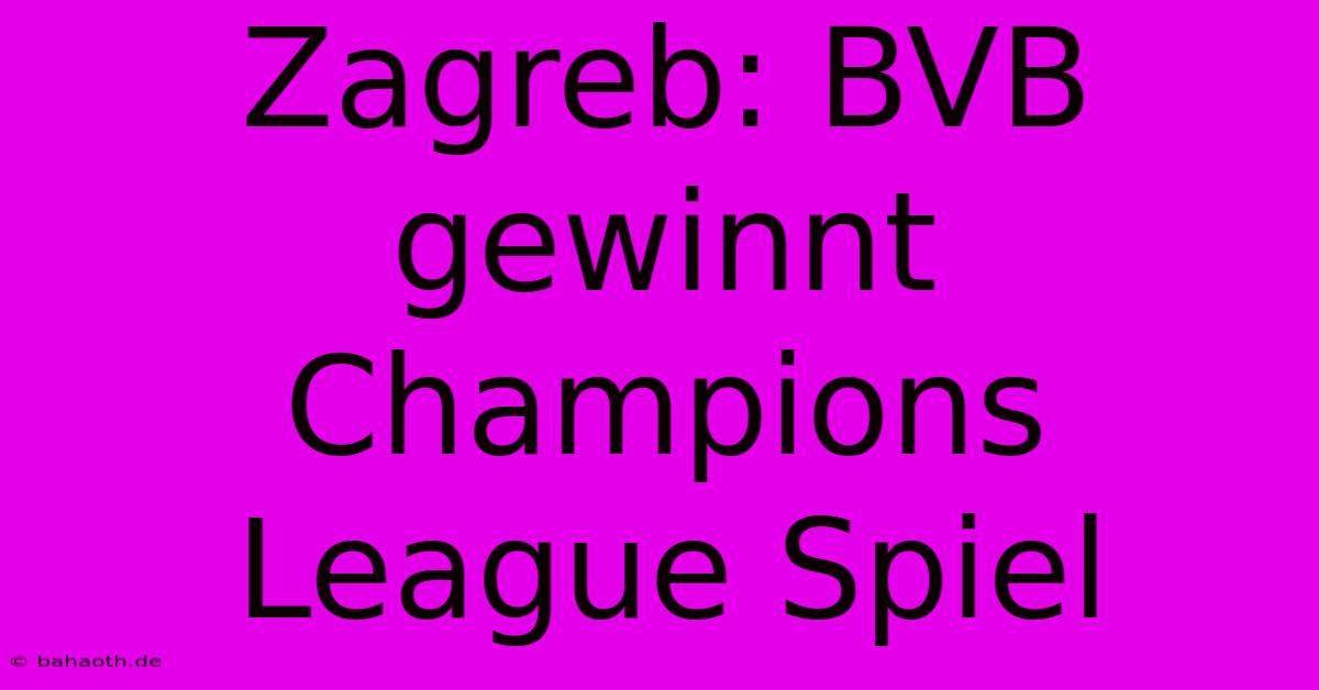 Zagreb: BVB Gewinnt Champions League Spiel