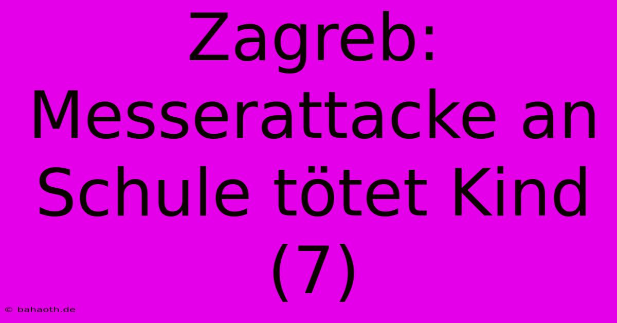 Zagreb: Messerattacke An Schule Tötet Kind (7)