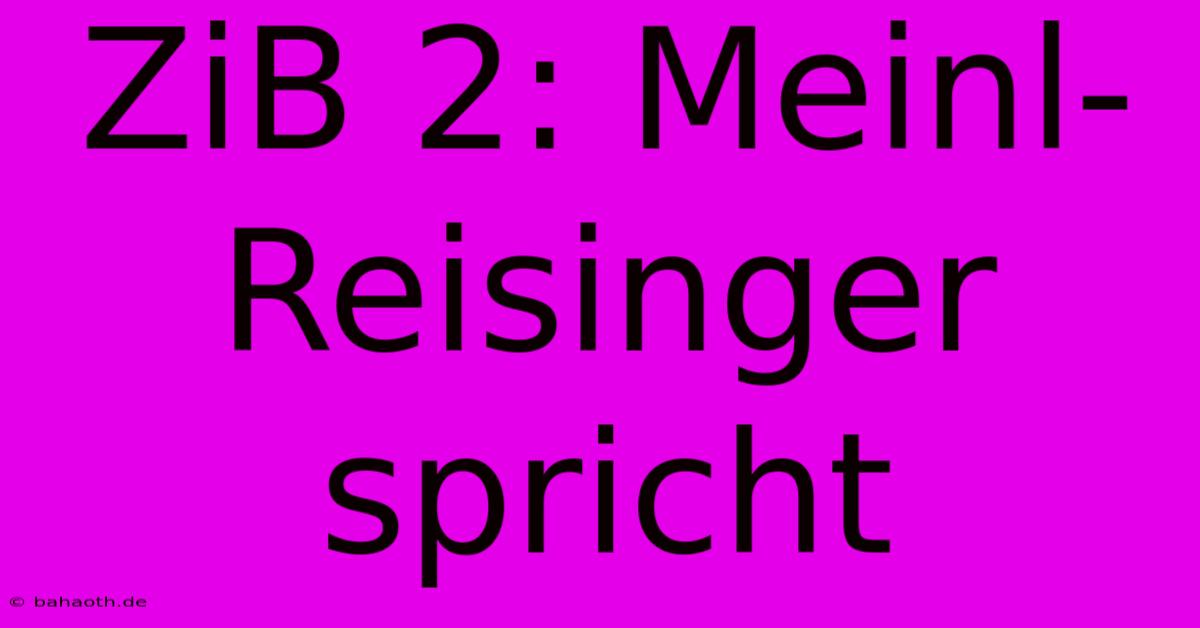 ZiB 2: Meinl-Reisinger Spricht