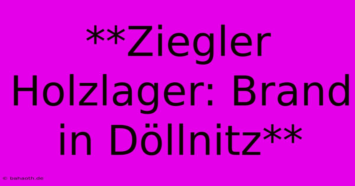 **Ziegler Holzlager: Brand In Döllnitz**