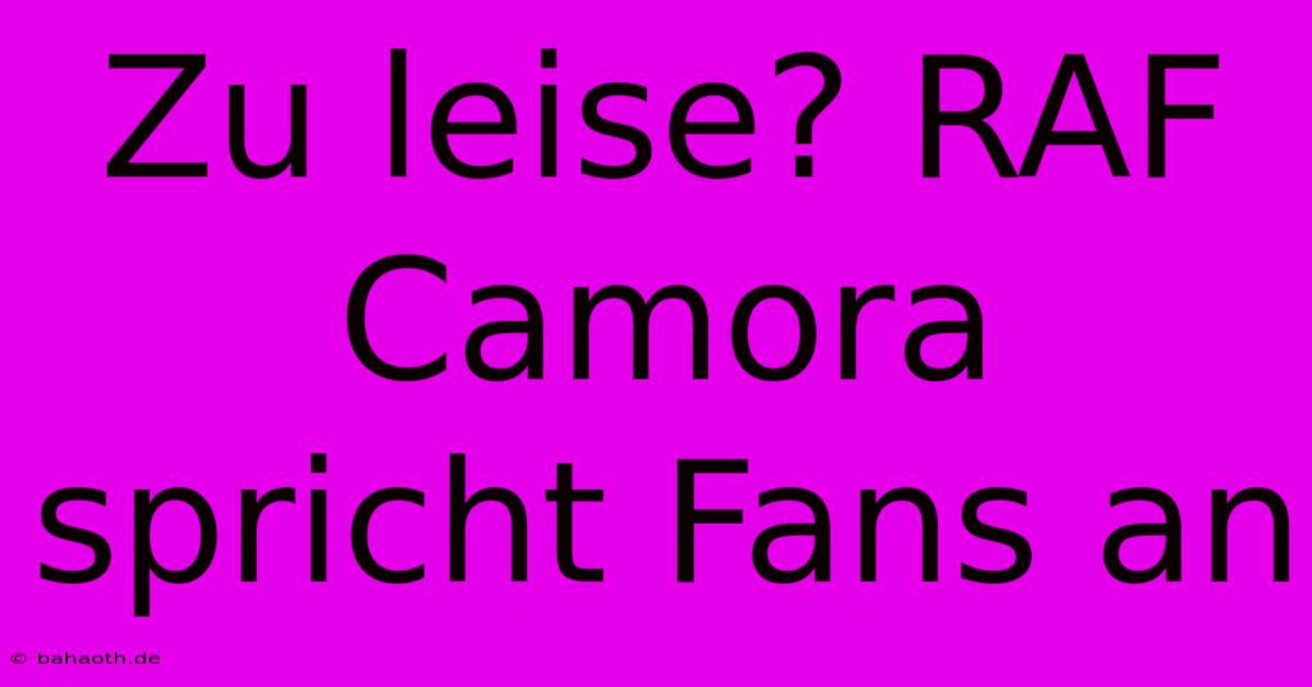 Zu Leise? RAF Camora Spricht Fans An