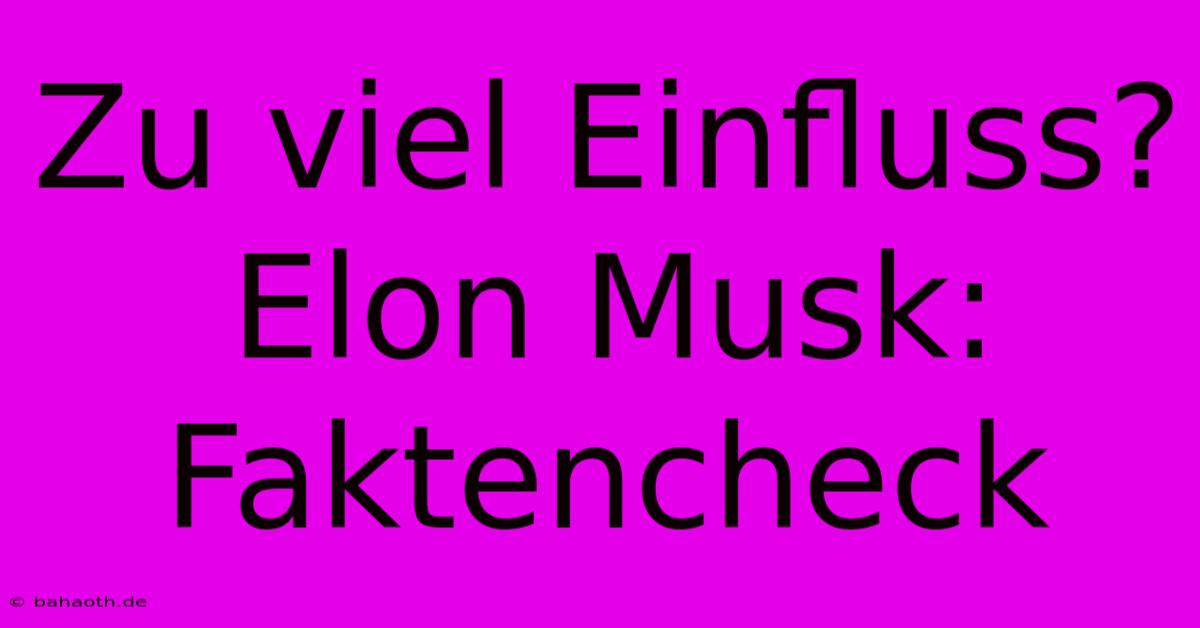 Zu Viel Einfluss? Elon Musk: Faktencheck