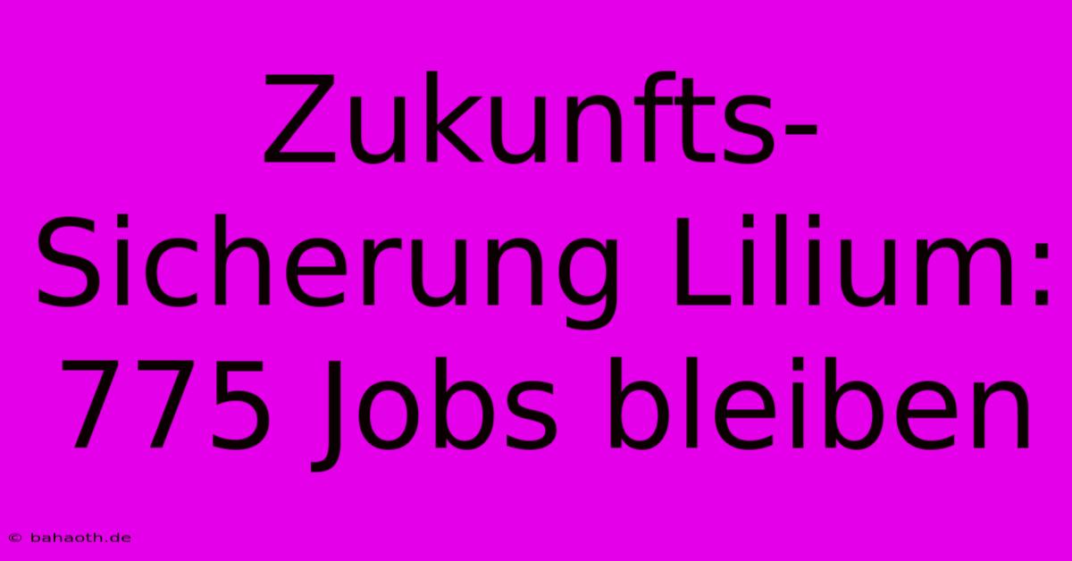 Zukunfts-Sicherung Lilium: 775 Jobs Bleiben