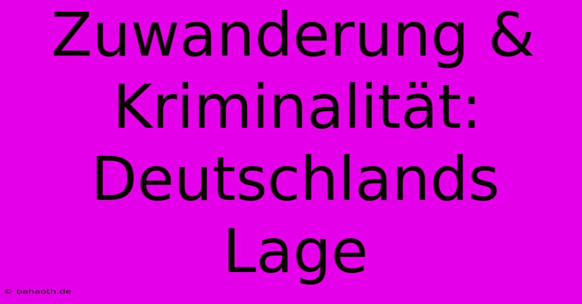 Zuwanderung & Kriminalität: Deutschlands Lage