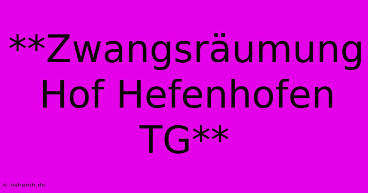 **Zwangsräumung Hof Hefenhofen TG**